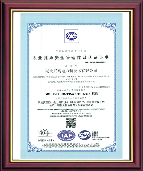 職業(yè)健康安全體系證書
